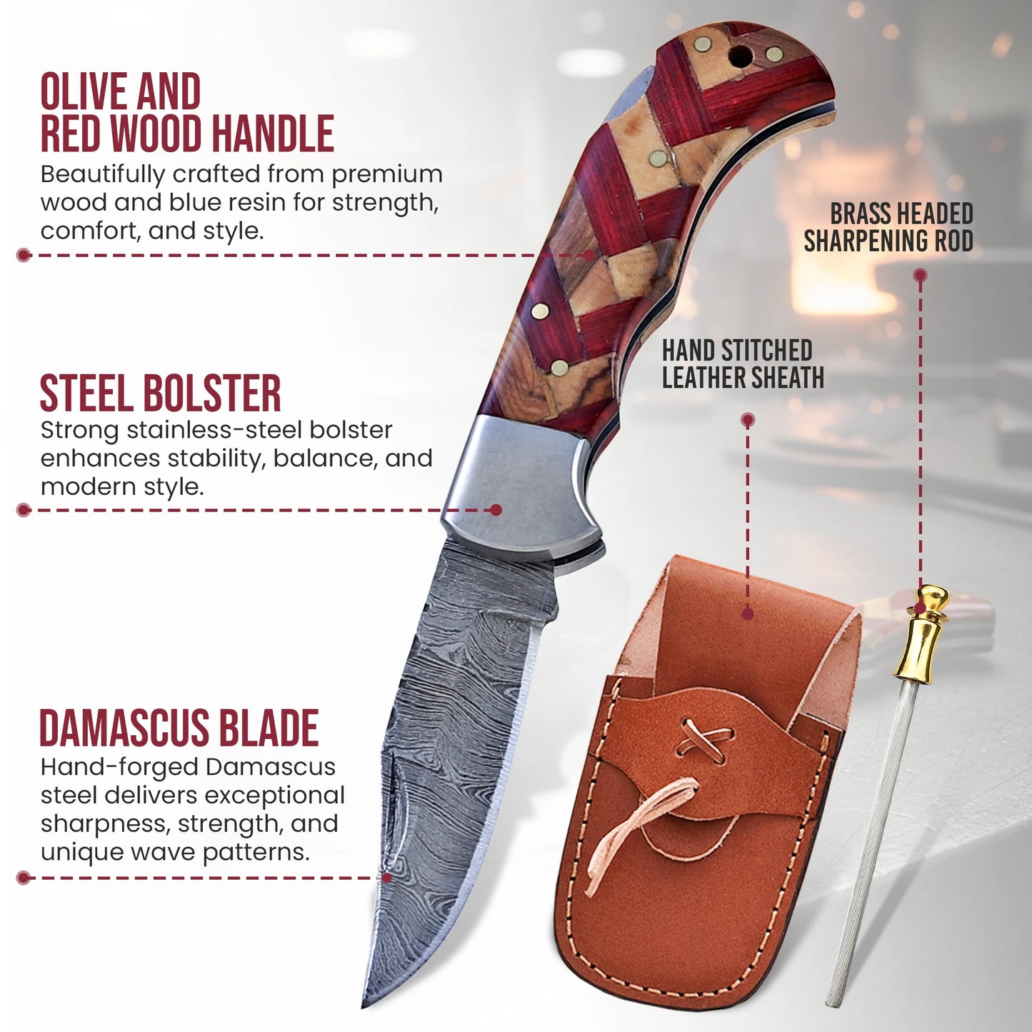ARTISTICO RED 6.5' GROOMSMEN KNIFE