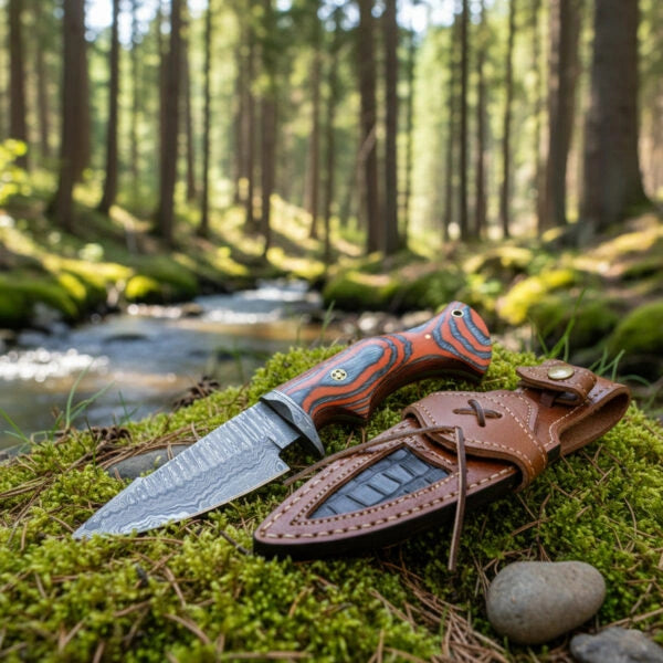 10′ Handmade Damascus Steel Knife with Leather Sheath | MLK-0005