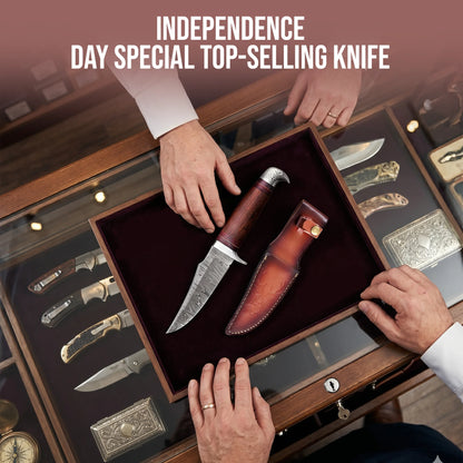 10’Handmade Damascus Steel Patriotic Eagle Walnut Wood Handle Knife with Leather Sheath | BW-001-EG