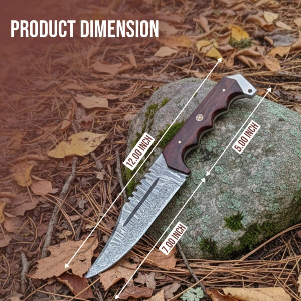 12 inch fixed blade Bowie knife with leather sheath | CB-001