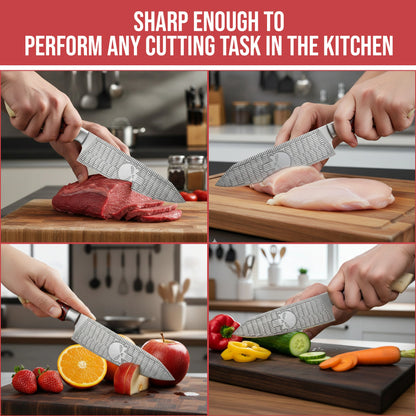 Stainless Steel Skull Chef Knife With Leather Sheath | CHEF-002