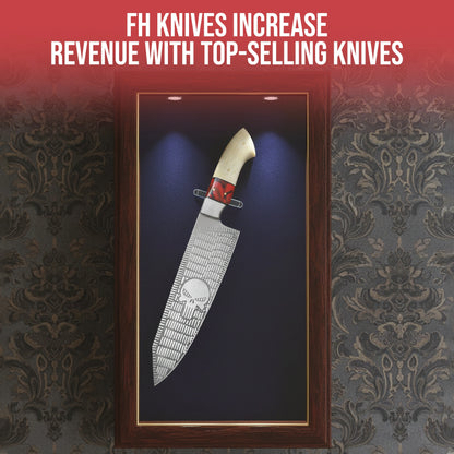 Stainless Steel Skull Chef Knife With Leather Sheath | CHEF-002