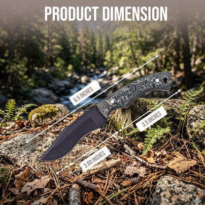 6.5′ Handmade Black Coated Stainless Steel Green Vortex Canvas Micarta Handle Knife with Leather Sheath | CK-001-GN