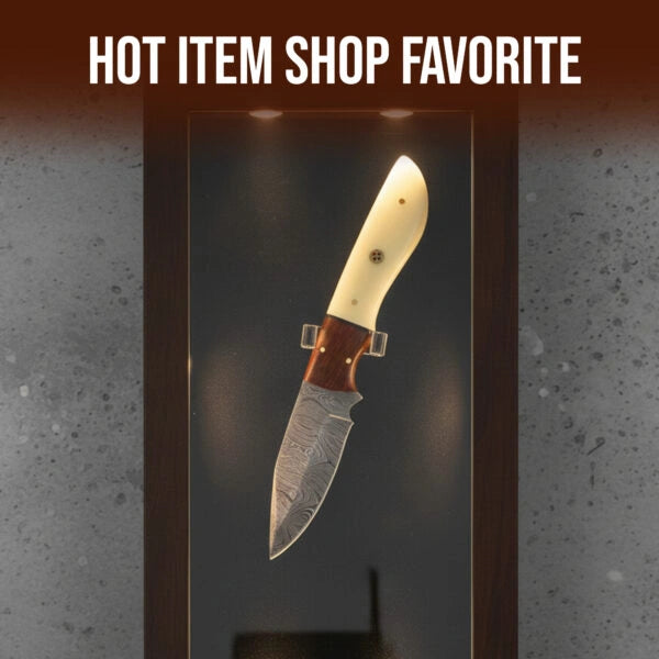 8′ Handmade Damascus Steel Hunting Knife with Leather Sheath | DM-0003