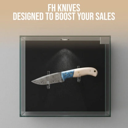 8′ Handmade Damascus Steel Bone Handle Knife with Leather Sheath | DM-004-BB