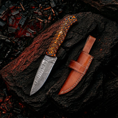 8.5′ Handmade Damascus Steel Knife with Leather Sheath | GY-001