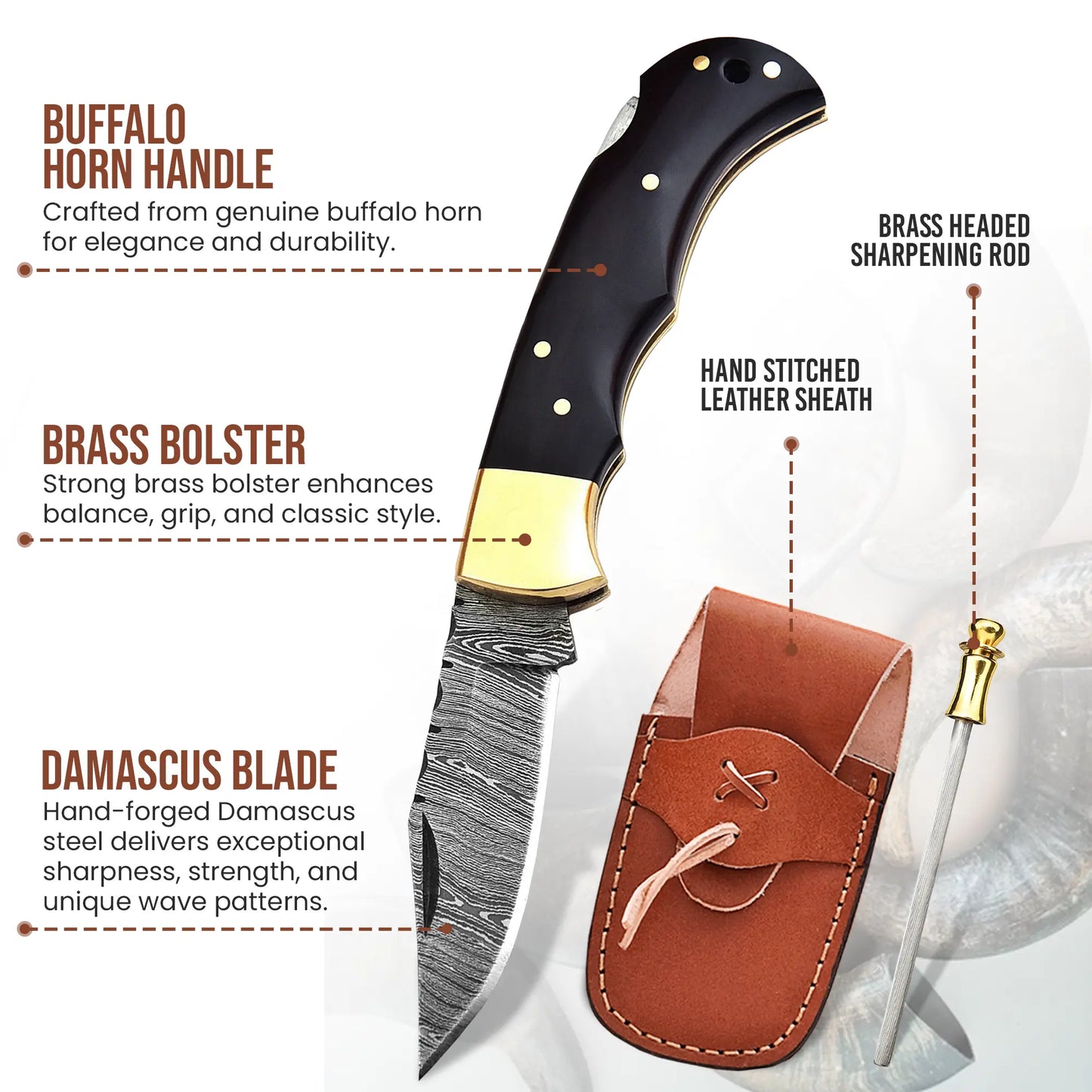 HORNDAMASCO 6.5' GROOMSMEN GIFT