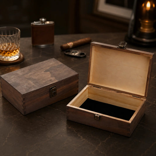 Premium Wooden Keepsake Gift Box with Metal Latch – 8.5" x 6" x 2.5"