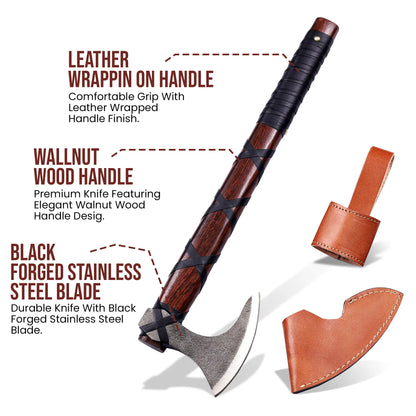 18 inch Vikings axe with leather sheath and holster