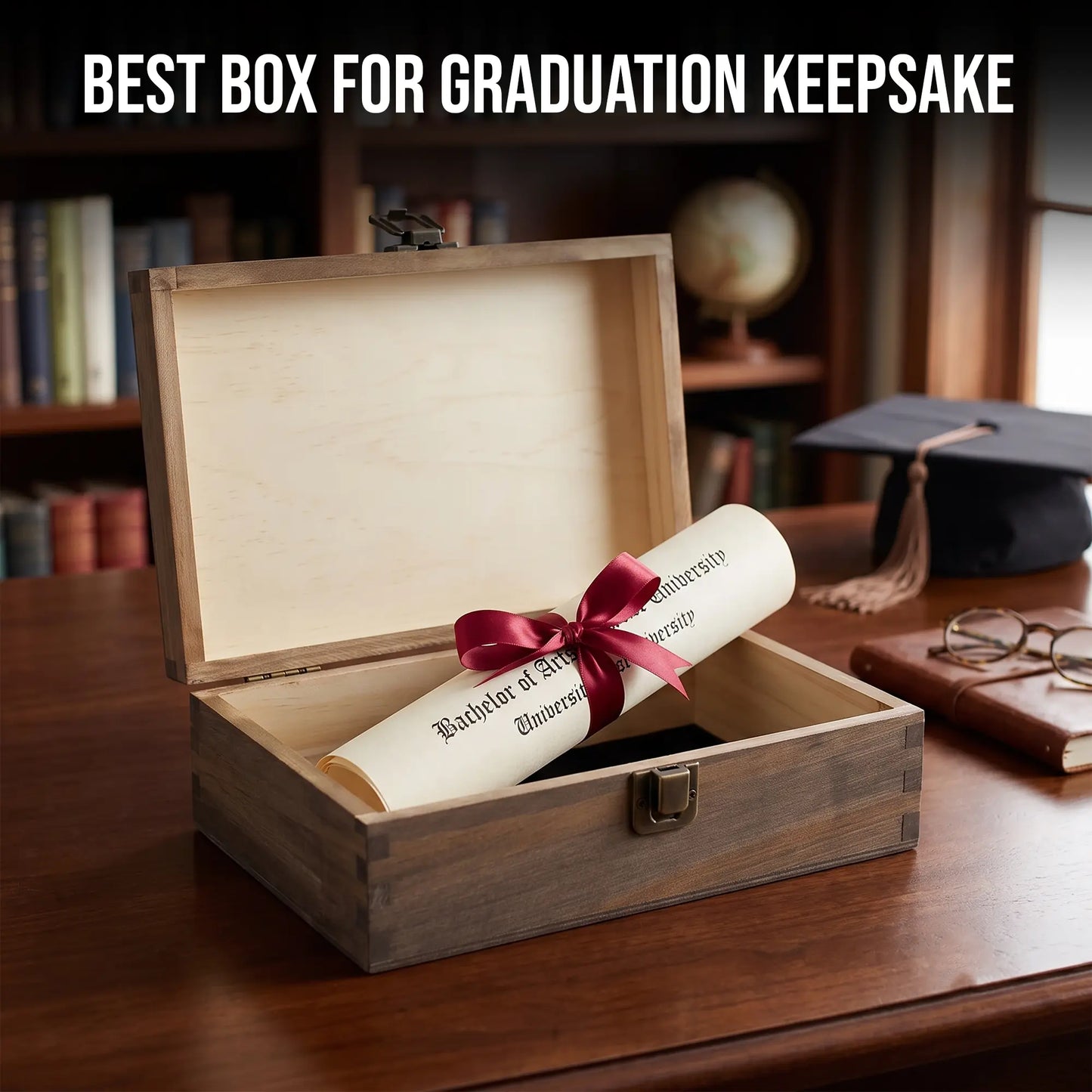 Premium Wooden Keepsake Gift Box with Metal Latch – 8.5" x 6" x 2.5"