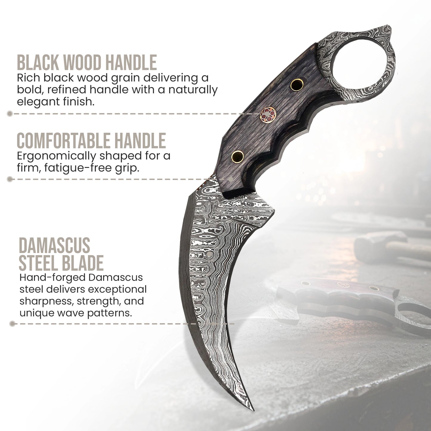 7.5′ Handmade Damascus Steel Karambit Knife With Leather Sheath