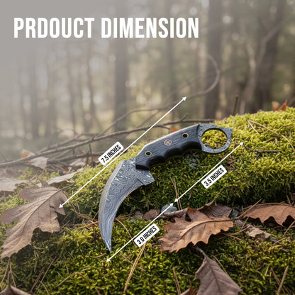 7.5′ Handmade Damascus Steel Karambit Knife With Leather Sheath