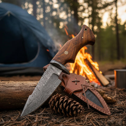 10′ Handmade Damascus Steel Knife with Leather Sheath | MLK-0001