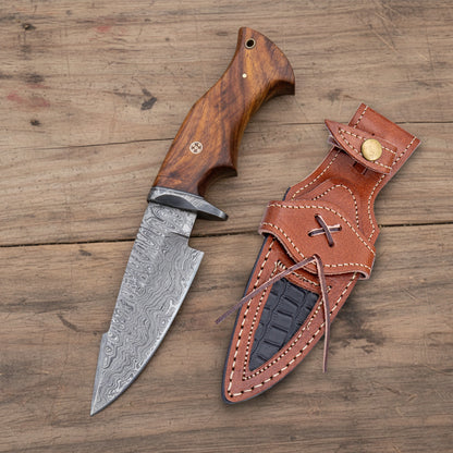 10′ Handmade Damascus Steel Knife with Leather Sheath | MLK-0001