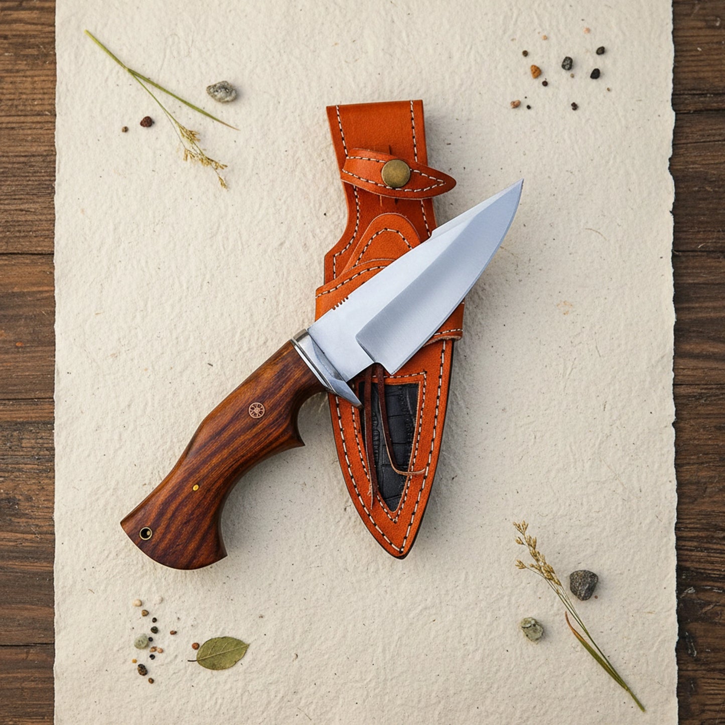 10′ Handmade Stainless Steel Hunting Knife with Leather Sheath | MLK-0002