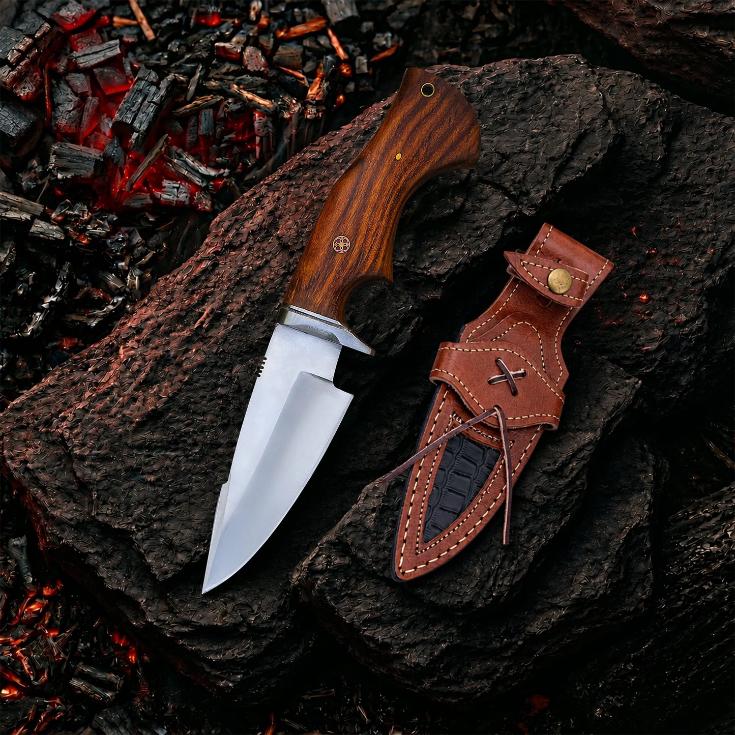 10′ Handmade Stainless Steel Hunting Knife with Leather Sheath | MLK-0002
