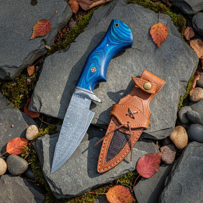 10′ Handmade Damascus Steel Knife with Leather Sheath | MLK-0003