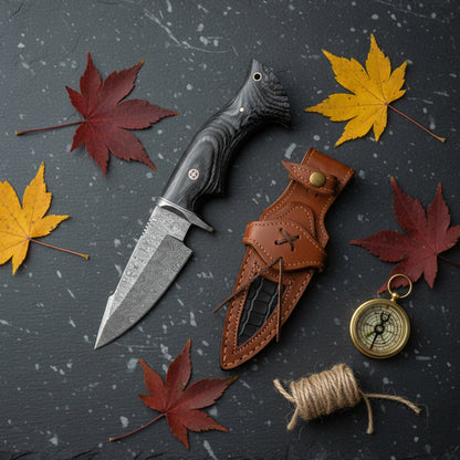 10′ Handmade Damascus Steel Knife with Leather Sheath | MLK-0004