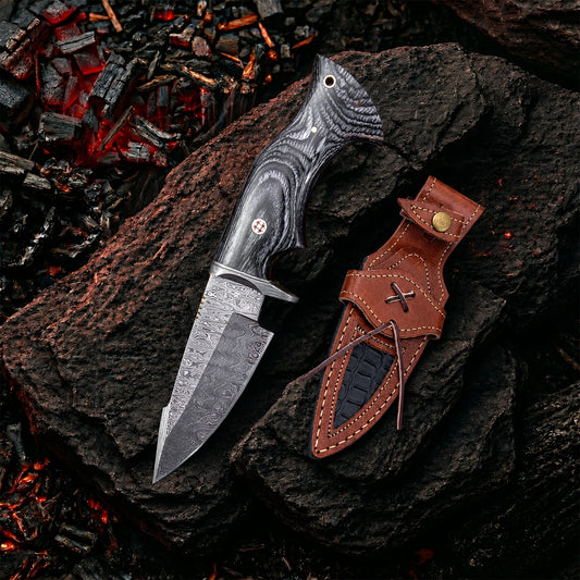 10′ Handmade Damascus Steel Knife with Leather Sheath | MLK-0004