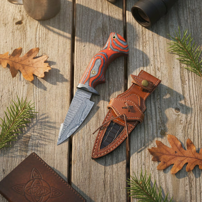 10′ Handmade Damascus Steel Knife with Leather Sheath | MLK-0005
