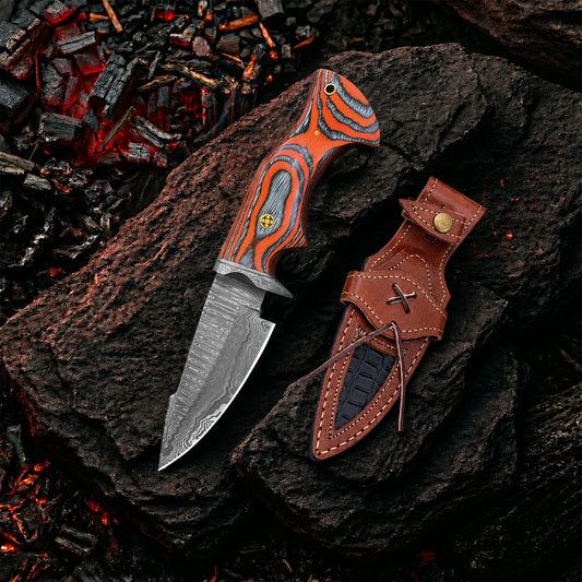 10′ Handmade Damascus Steel Knife with Leather Sheath | MLK-0005
