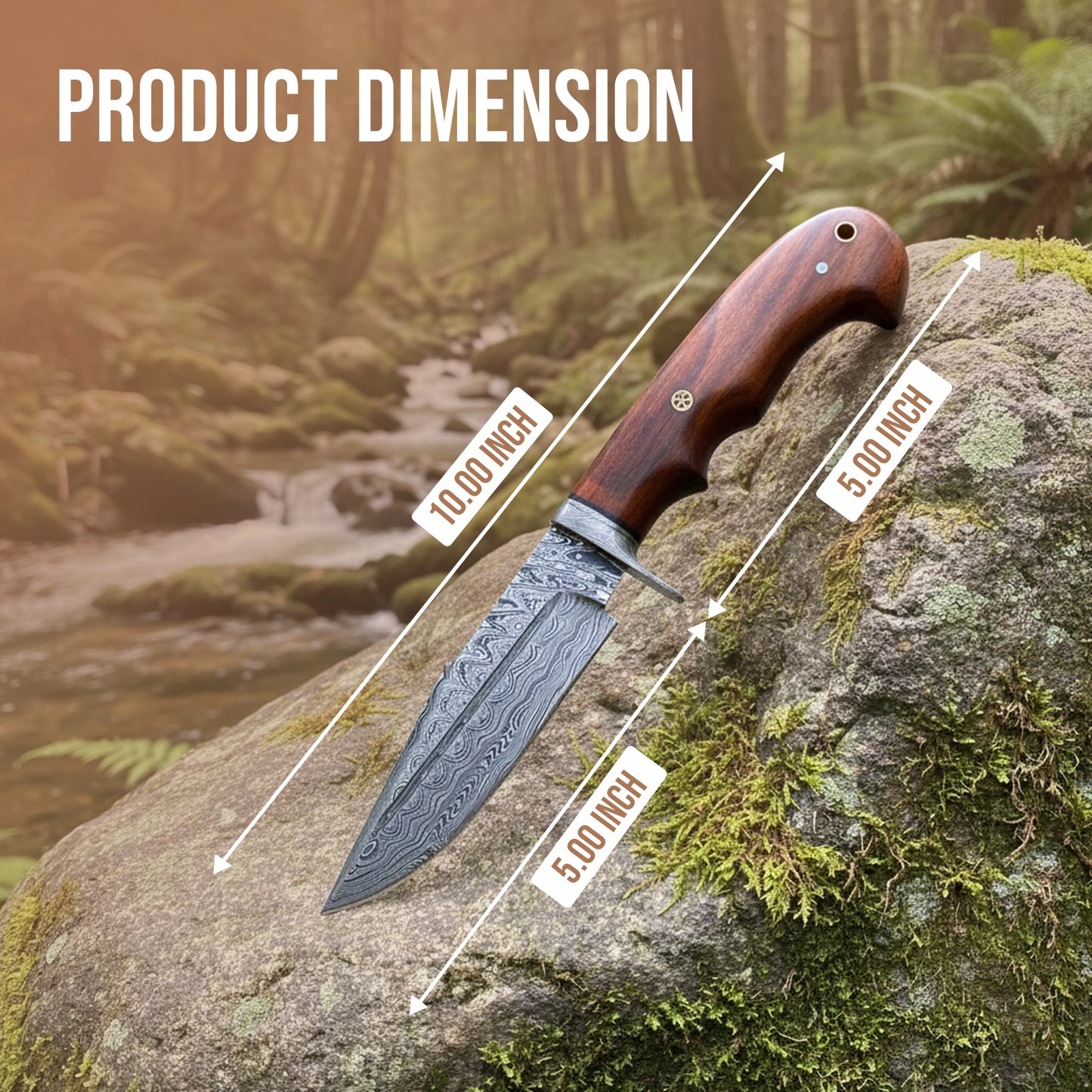 10′ Handmade Damascus Steel Knife with Leather Sheath | MLK-0006