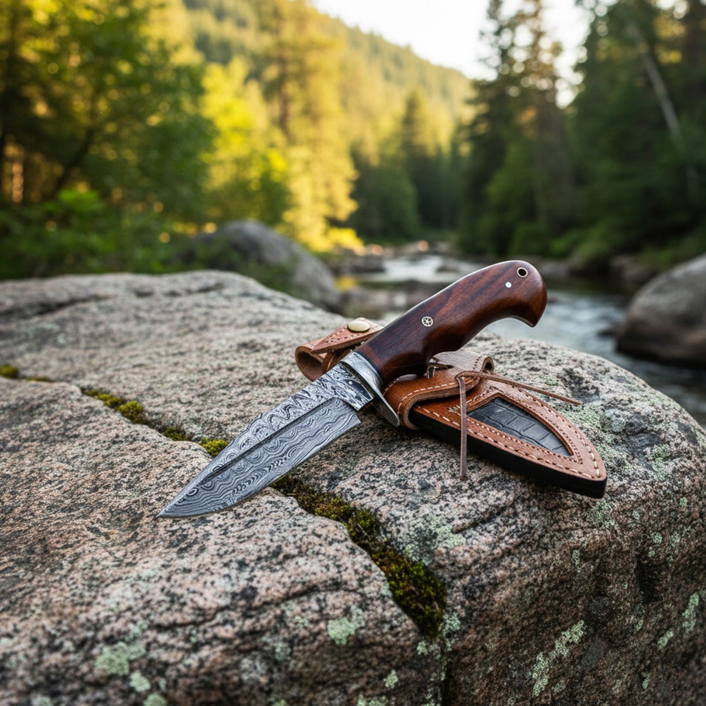 10′ Handmade Damascus Steel Knife with Leather Sheath | MLK-0006