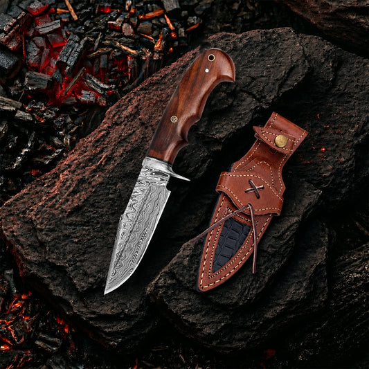 10′ Handmade Damascus Steel Knife with Leather Sheath | MLK-0006