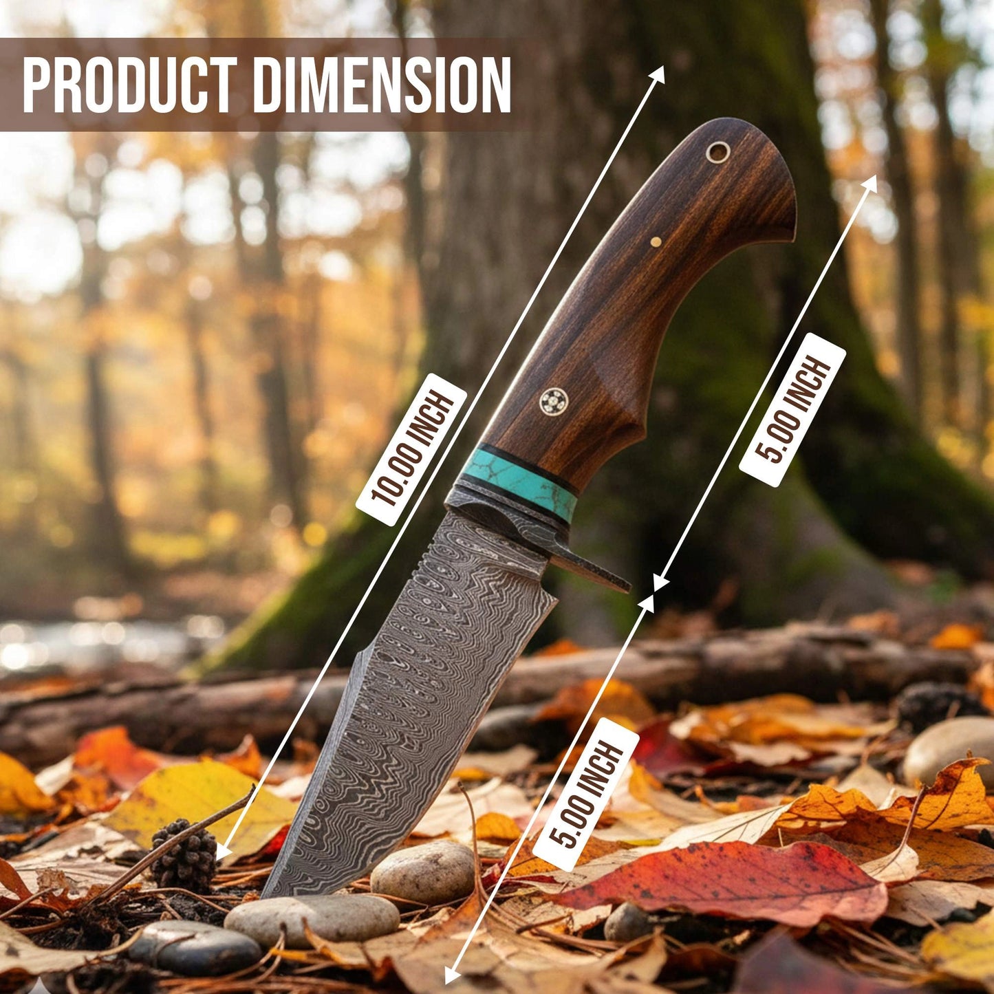 10′ Handmade Damascus Steel Knife with Leather Sheath | MLK-011