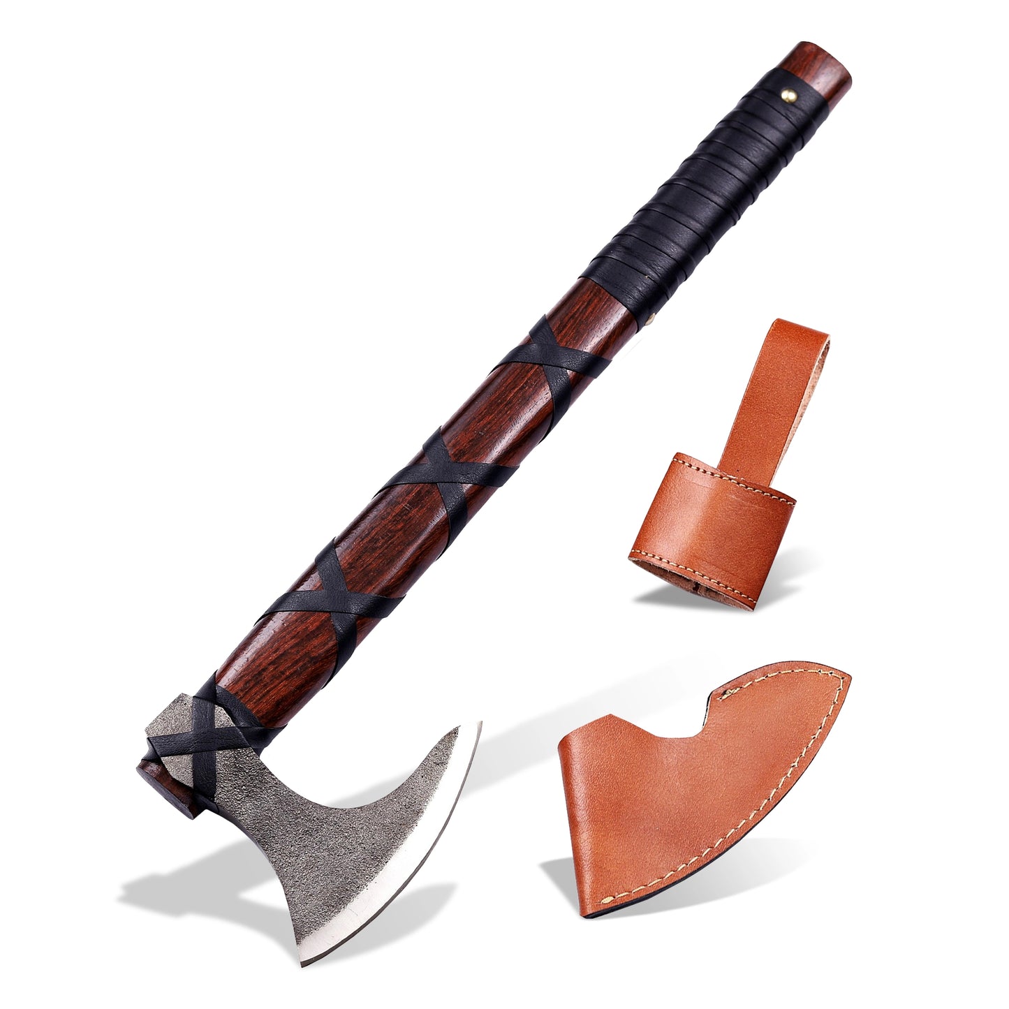 18 inch Vikings axe with leather sheath and holster