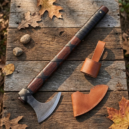 18 inch Vikings axe with leather sheath and holster