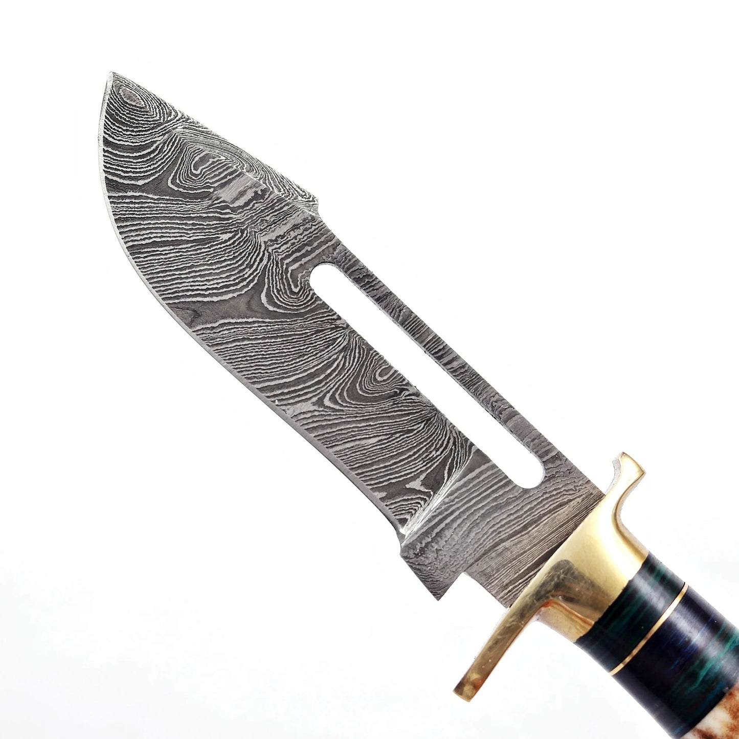 8′ Handmade Damascus Steel Stag Antler & Paka Wood Handle Knife with Leather Sheath | STG-002-GN