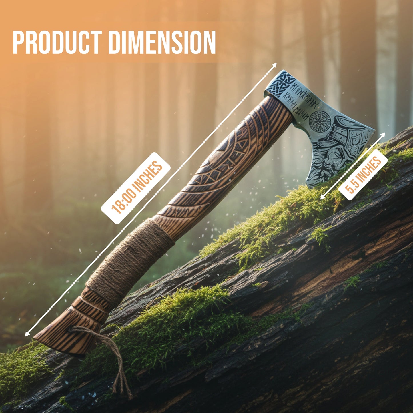 19 inch Vikings axe with leather sheath and holster