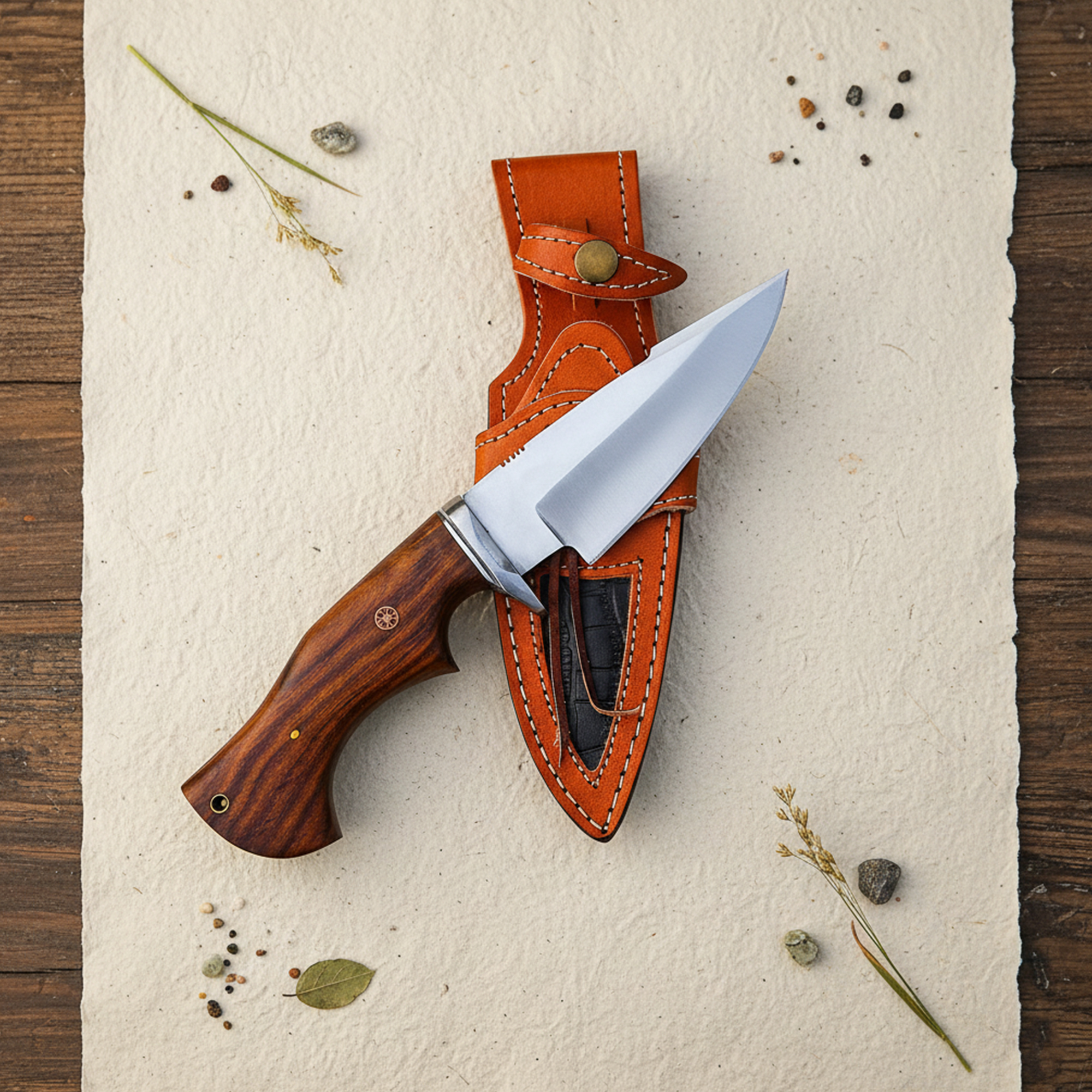 10' Handmade Stainless Steel Hunting Knife with Leather Sheath | MLK-0002