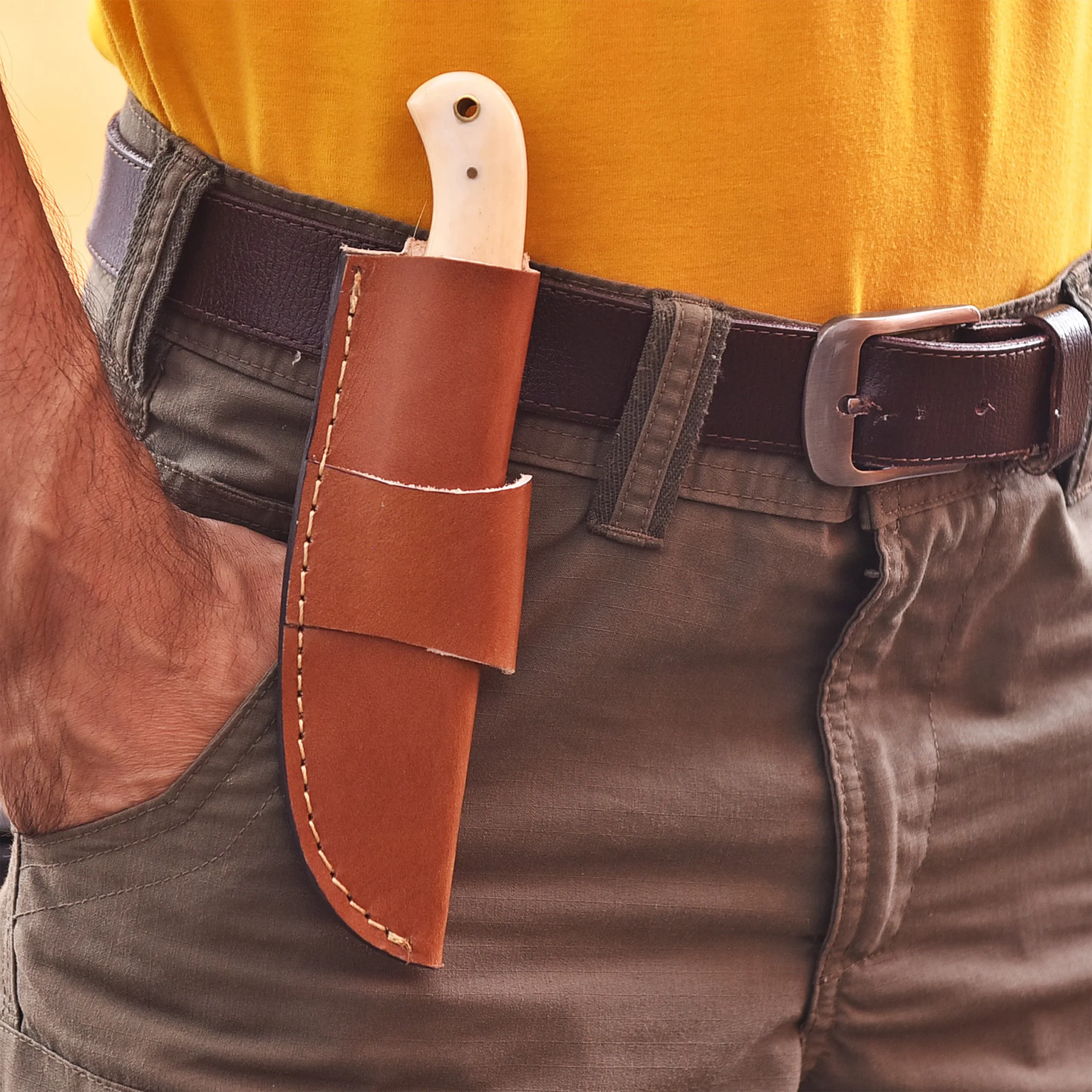 8' Handmade Damascus Steel Bone Handle Knife with Leather Sheath | DM-004-BB - Image 6