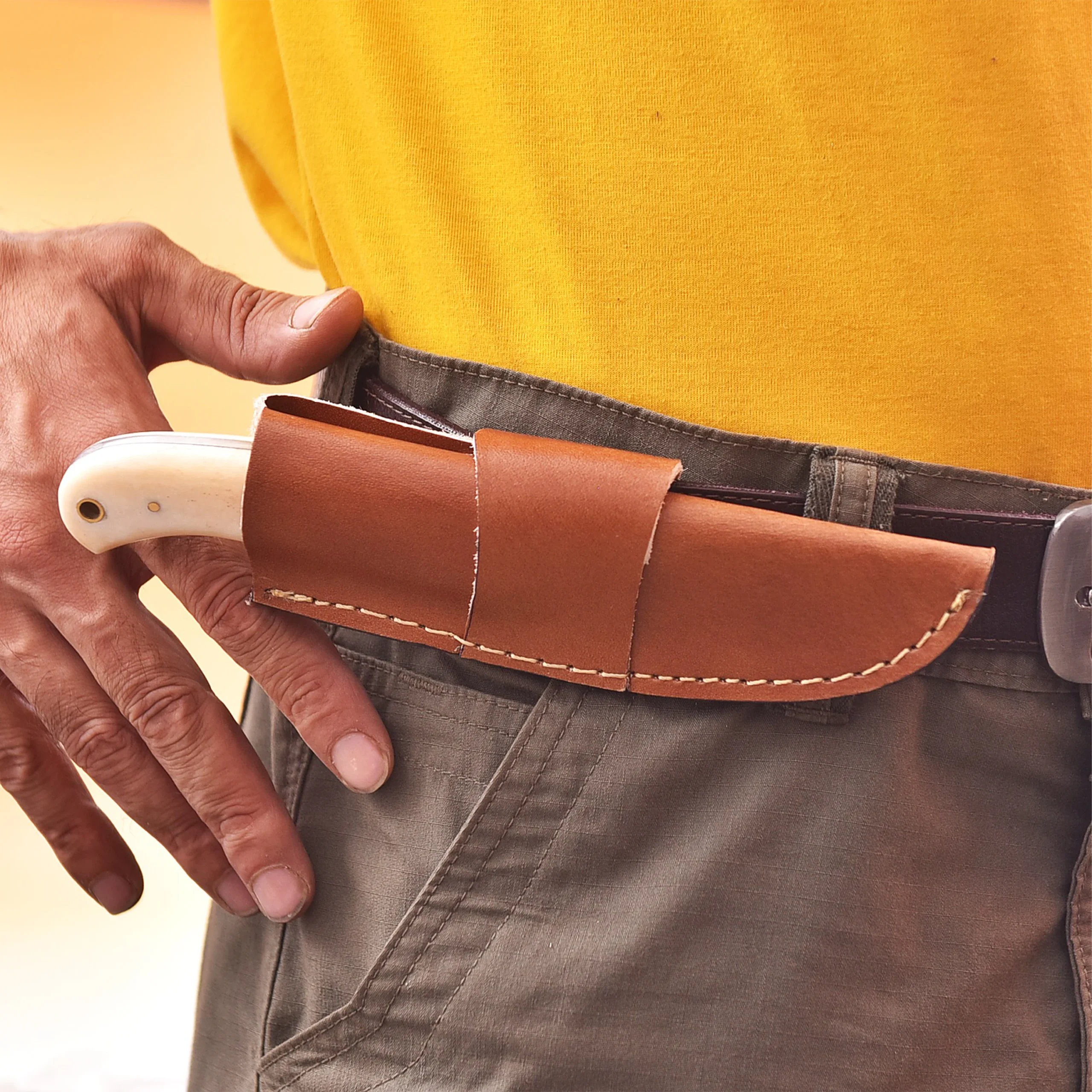 8' Handmade Damascus Steel Bone Handle Knife with Leather Sheath | DM-004-BB - Image 5