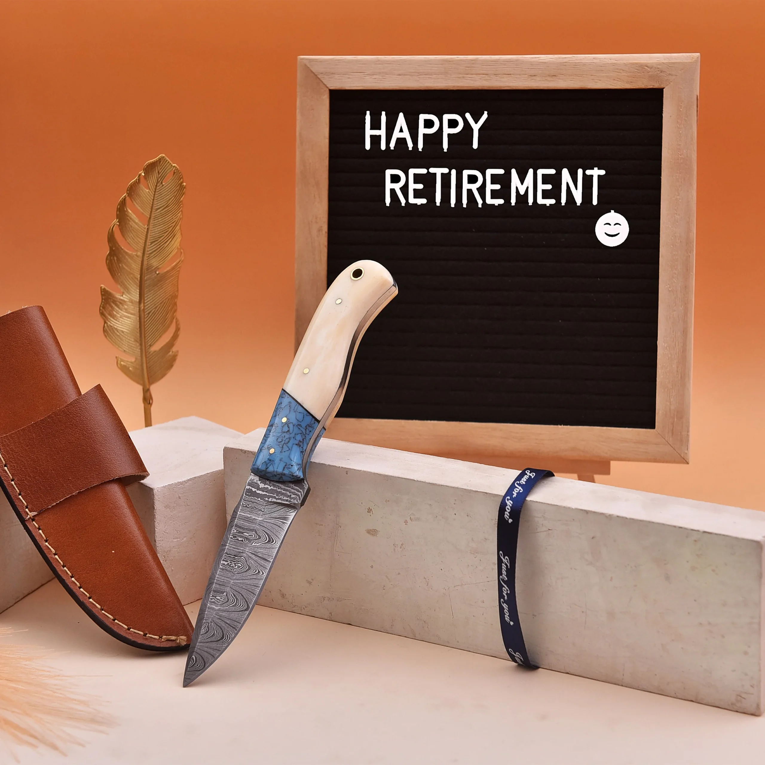 8' Handmade Damascus Steel Bone Handle Knife with Leather Sheath | DM-004-BB - Image 10