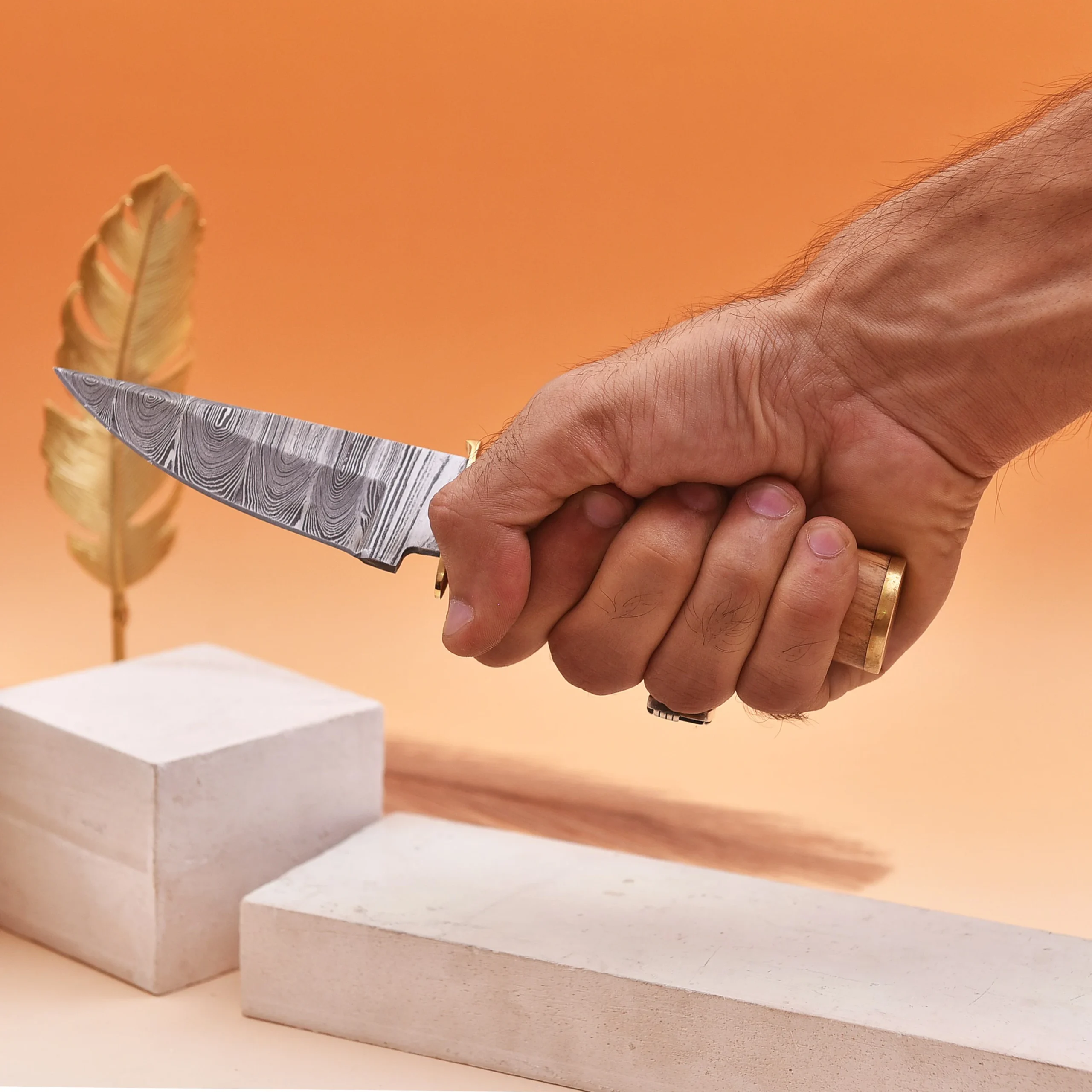 8' Handmade Damascus Steel Sea Shore themed Handle Knife with Leather Sheath | HO-001-BL - Image 6