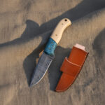8' Handmade Damascus Steel Bone Handle Knife with Leather Sheath | DM-004-BB