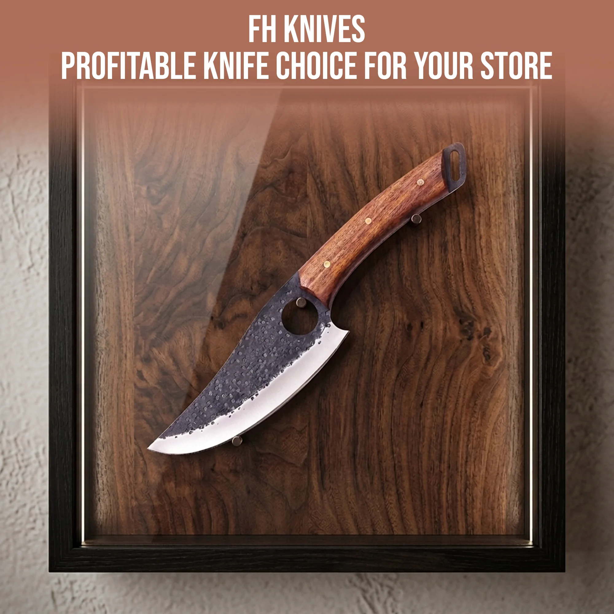 10.8' Hand Forged Stainless Steel Walnut Wood Handle Kitchen Knife with Leather Sheath | CH-001 - Image 6